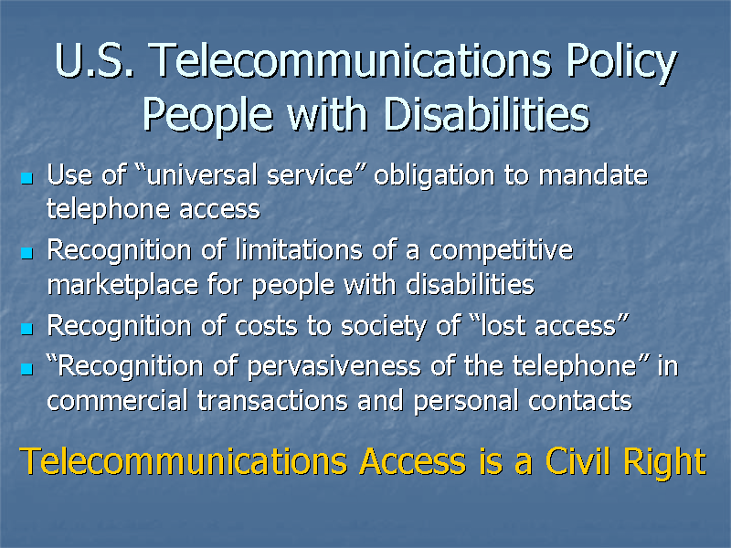 U.S. Policy People with Disabilities